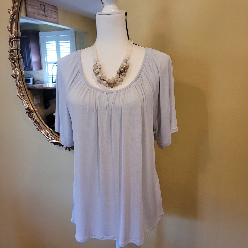 Lucky Brand light blue flutter sleeve top medium